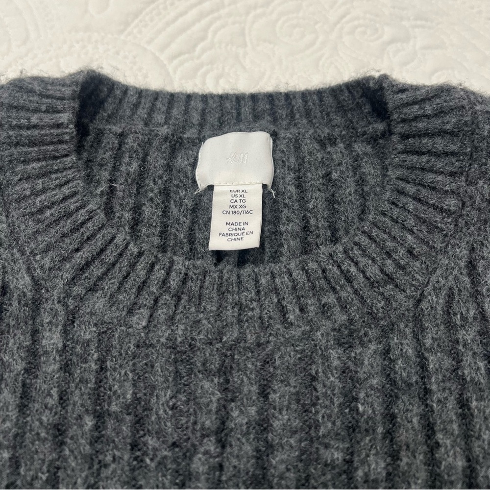 H&M Charcoal Gray Ribbed Knit Sweater Dress | SIZE XL EUC - Picture 6 of 12